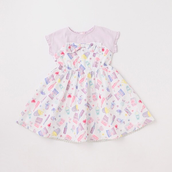 【人気商品再入荷】【直営店で取り扱い無し】ドリーミースウィーツ柄ドッキングワンピース