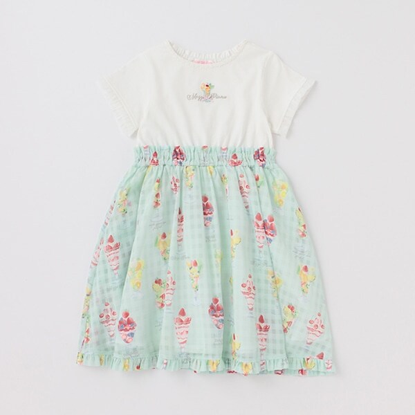 【人気商品再入荷】【直営店で取り扱い無し】フルーツパフェ柄ドッキングワンピース