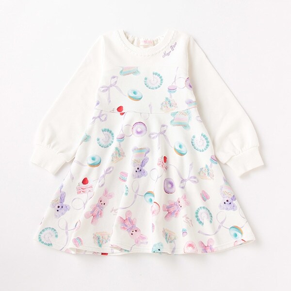 【人気商品再入荷】【直営店で取り扱い無し】フォトスウィーツ柄ドッキングワンピース