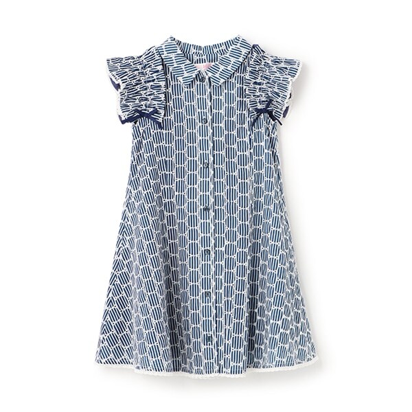 【人気商品再入荷】【直営店で取り扱い無し】フリル袖ストライプ　シャツワンピース