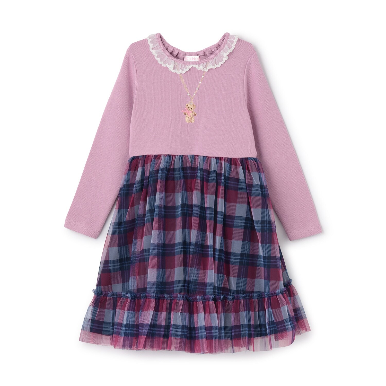 【人気商品再入荷】【直営店で取り扱い無し】チェックチュール　ドッキングワンピース