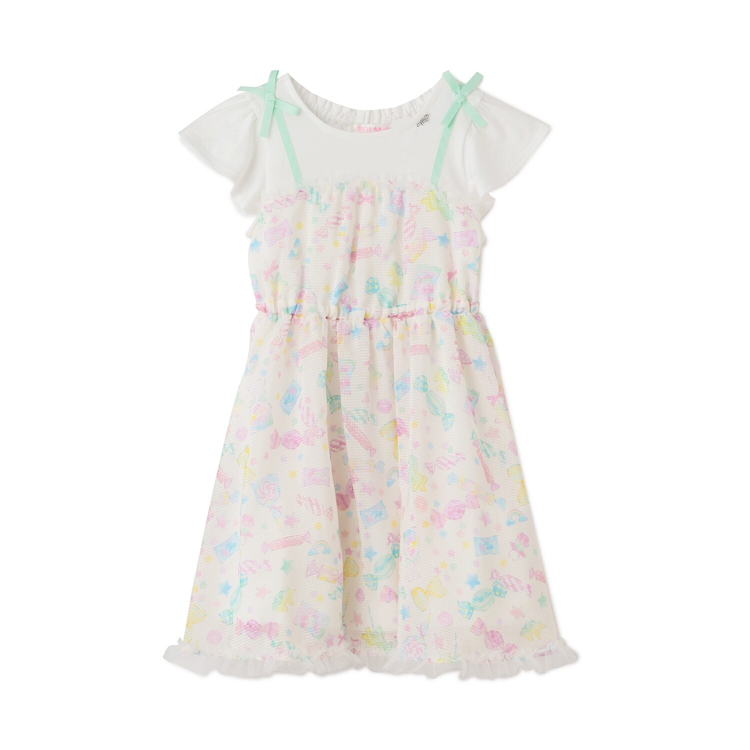 【人気商品再入荷】【直営店で取り扱い無し】キャンディ柄　ドッキングワンピース