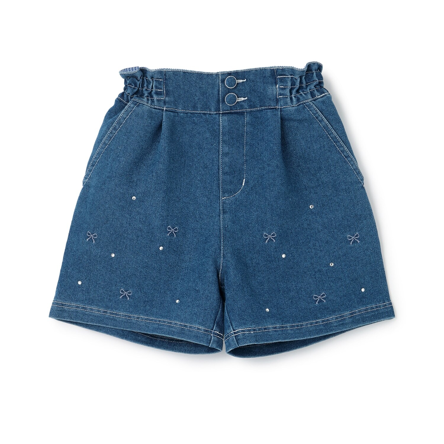 【人気商品再入荷】【直営店で取り扱い無し】リボン刺しゅうラインストーン　ショートパンツ