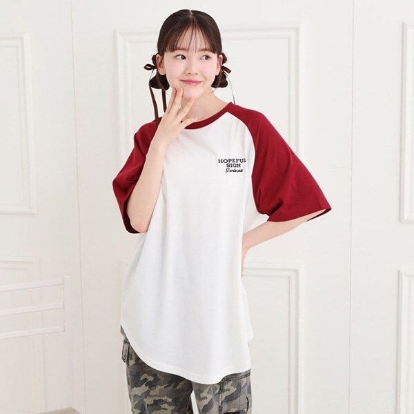 ワッペン風チュニックTシャツ