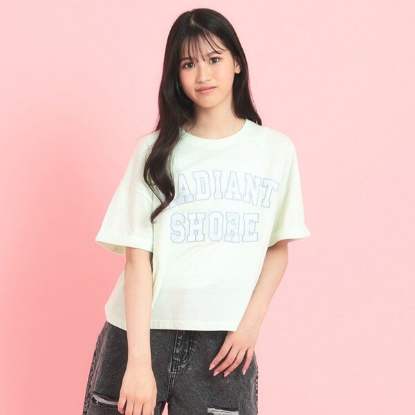 サテンアップリケカレッジTシャツ