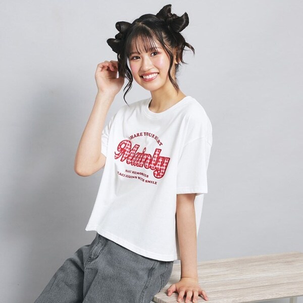 接触冷感ギンガムアップリケTシャツ