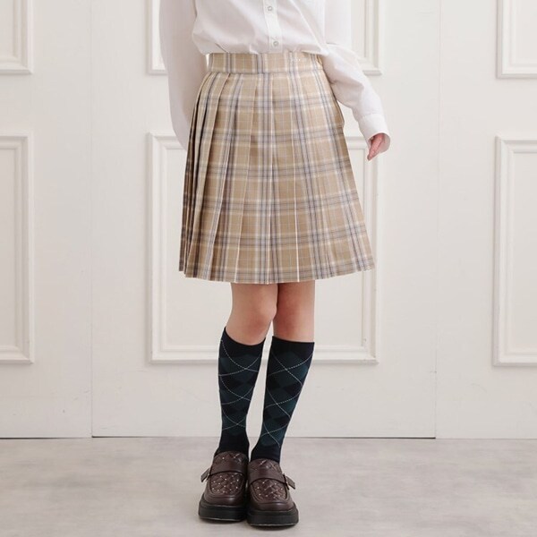 卒服チェックプリーツスカート
