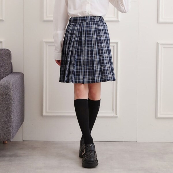 卒服チェックプリーツスカート