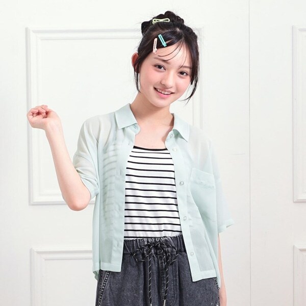 【セットアイテム】半袖シアーシャツ＋冷感キャミセット