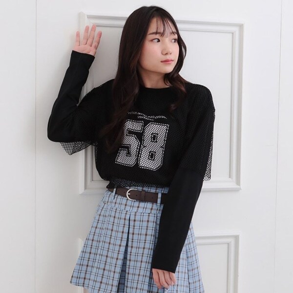 メッシュレイヤード風ロングT
