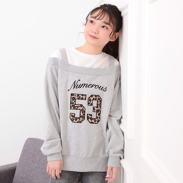 ナンバリングレイヤード風プルオーバー