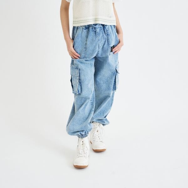 【接触冷感】デニムカーゴパンツ