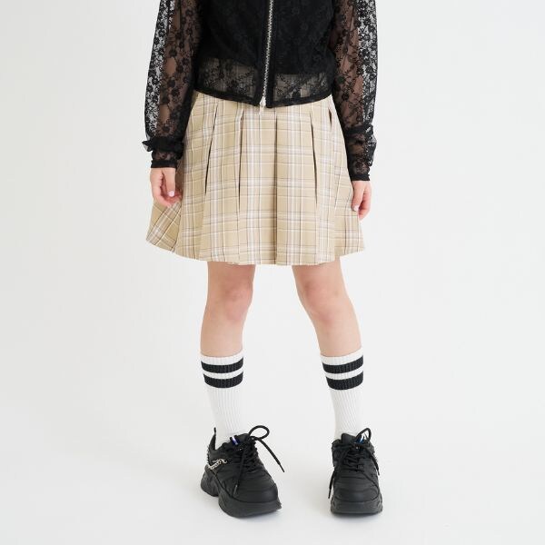 チェックフロントプリーツスカート