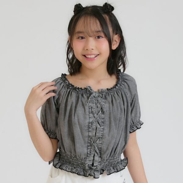 レースアップオフショルブラウス
