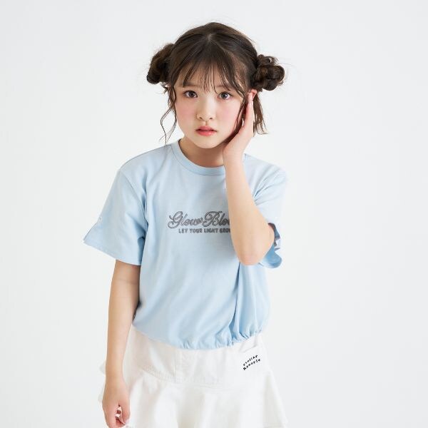 裾ドロストりぼんタック半袖Tシャツ