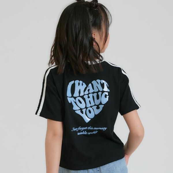 【接触冷感】ハート袖ライン半袖Tシャツ