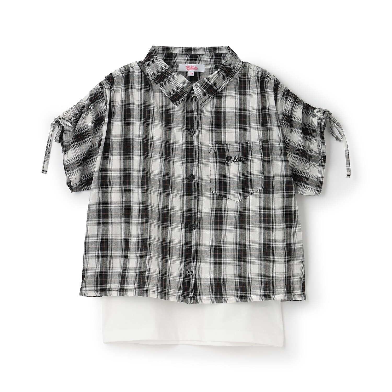 【3way】袖ドロストチェックシャツ＋タンクトップSET