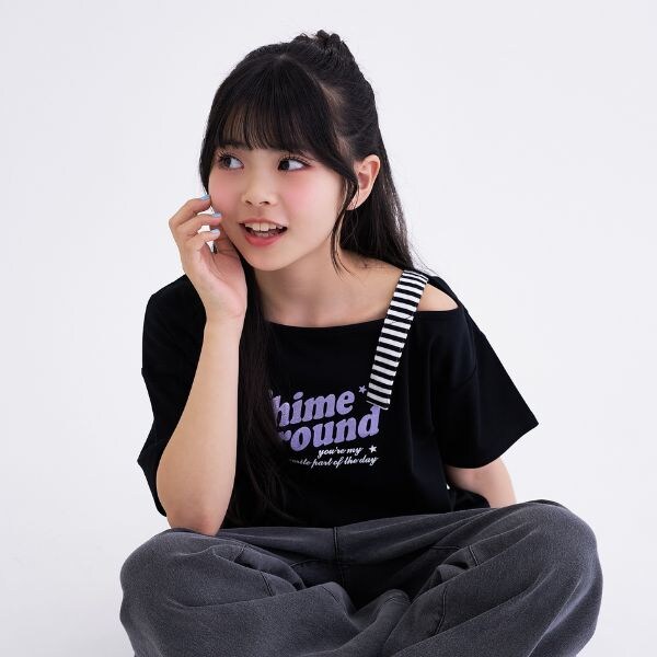 【接触冷感】アシンメトリー肩あき半袖T