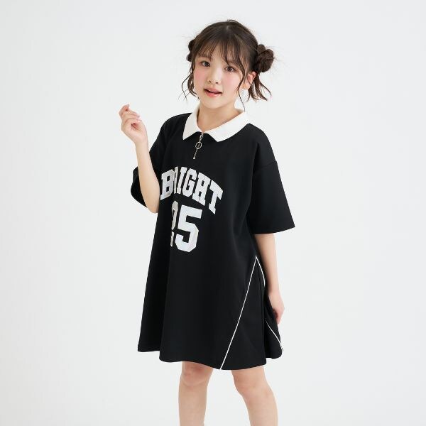 ナンバリングハーフZIPポンチワンピース