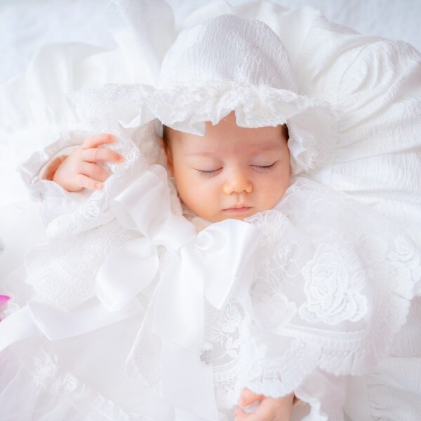 【アナ スイ・ミニオリジナルセレモニードレス】お宮参り・百日祝いライトプラン25カット + クリスタルフォトフレームセット