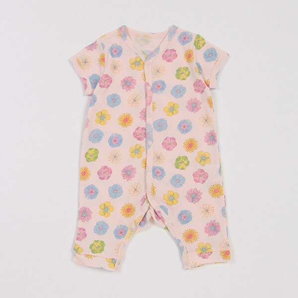 【カーバーオール/ロンパース】【オーシャン＆グラウンド】半袖ロンパス Pressed Flower