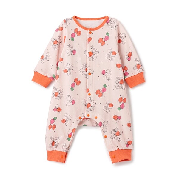 【カーバーオール/ロンパース】【オーシャン＆グラウンド】フルーツ柄新生児ロンパス
