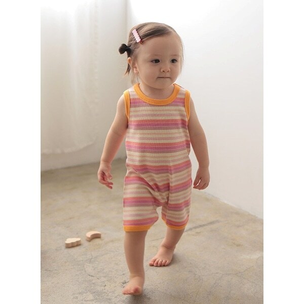 【LaStella】ボーダーノースリーブロンパス