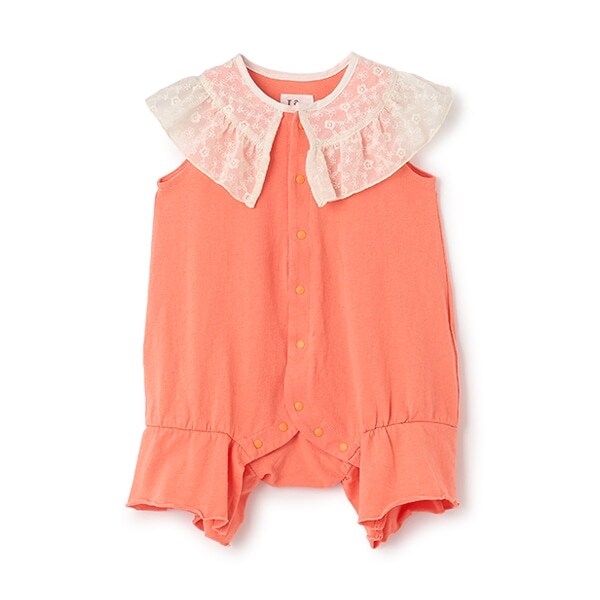 【LaStella】フリルカラーノースリーブロンパス