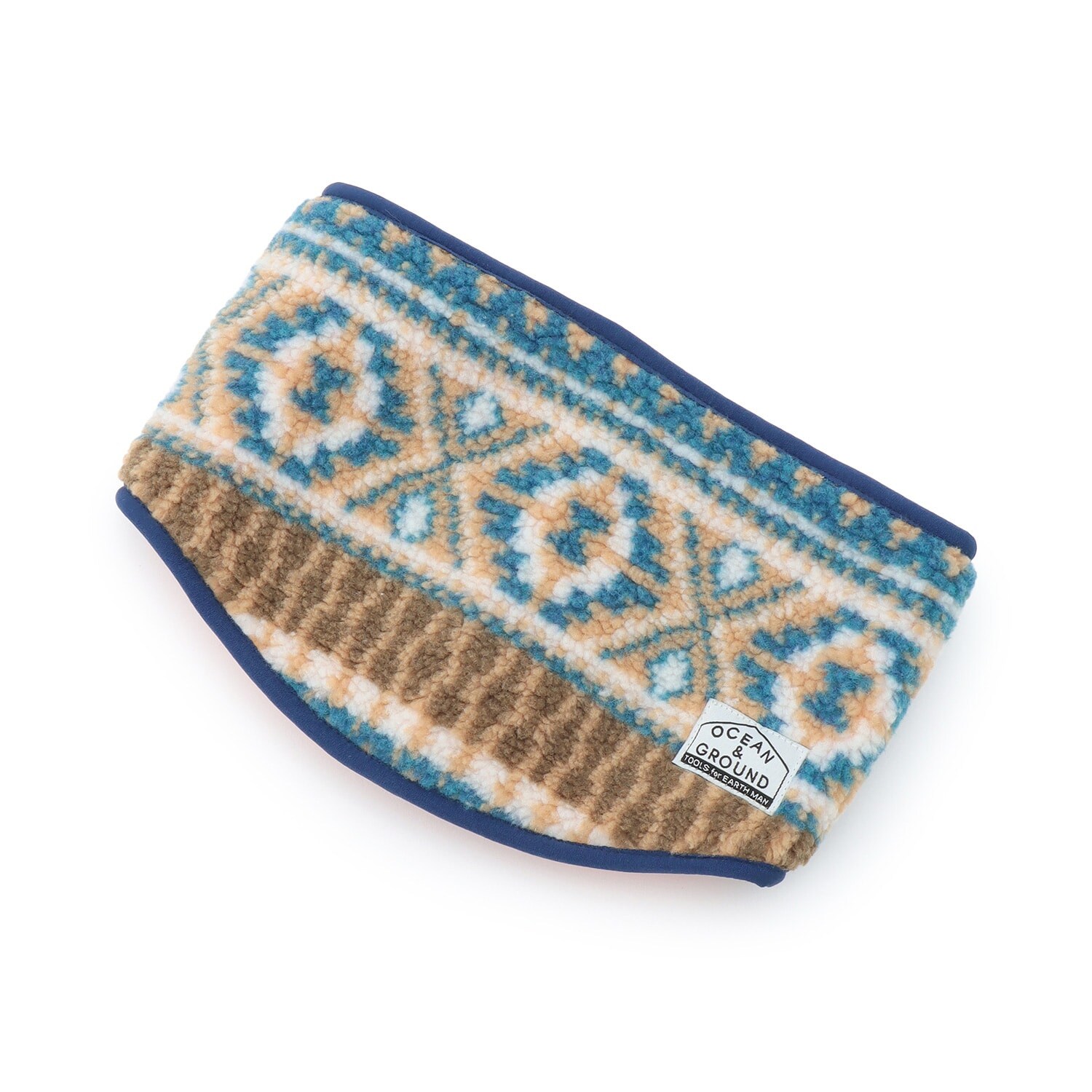 【オーシャン＆グラウンド】ジャガードボアリバーシブルネックウォーマー