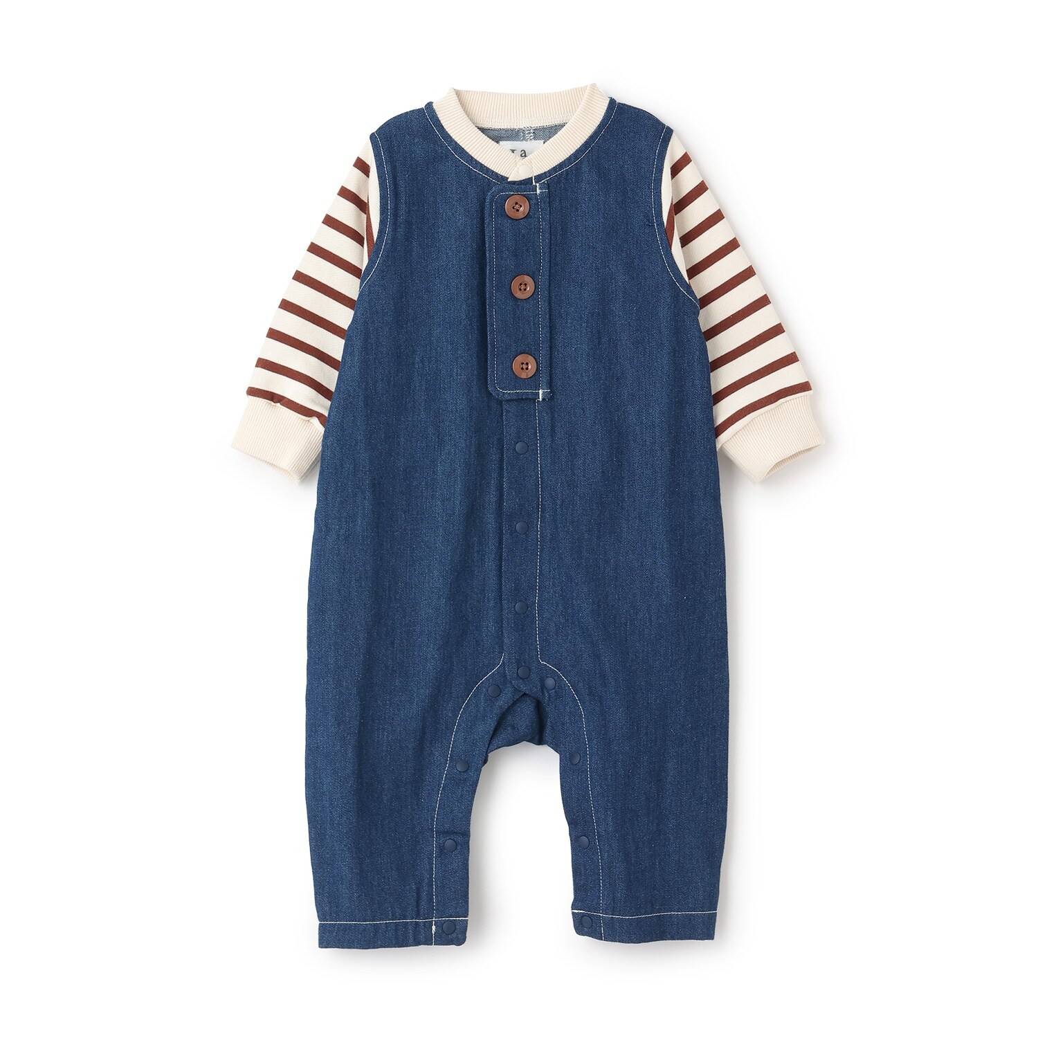 【LaStella】デニムオールレイヤードロンパス