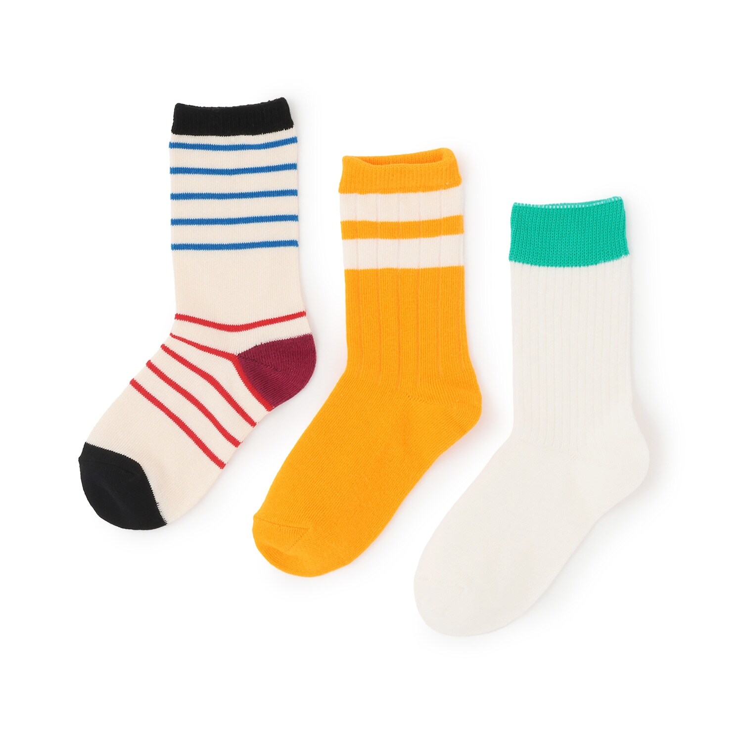 【オーシャン＆グラウンド】カラーデザインクルーソックス3PSET