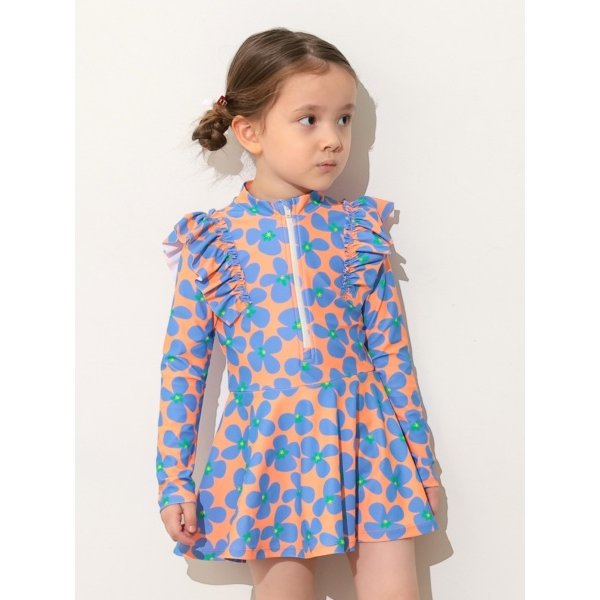 【オーシャンアンドグラウンド】フリルショルダーラッシュワンピース水着