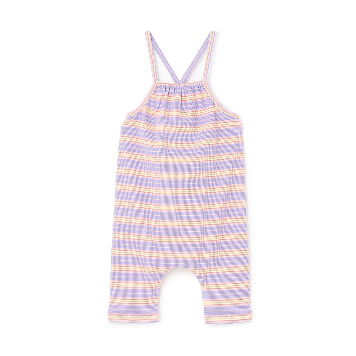 【LaStella】リブボーダーサロペット