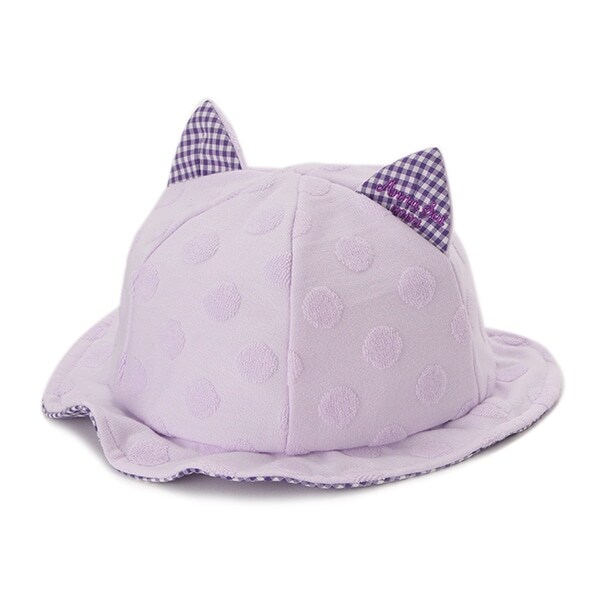 UVケア ネコ耳パイル水玉帽子