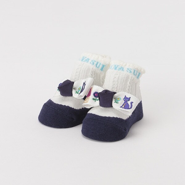 家×ネコ刺しゅうリボンバレエカップソックス