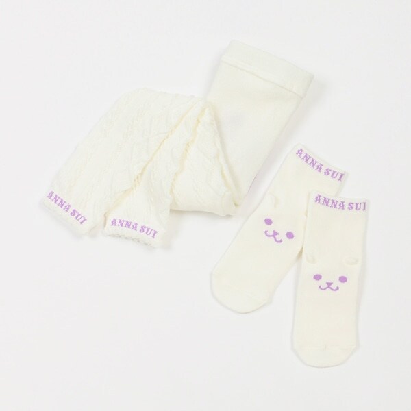 ネコ顔ベビーレギンス+ソックスセット【日本製】