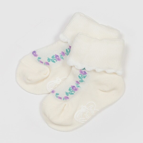 花レース柄折り返しソックス【日本製】