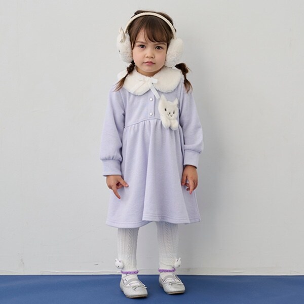 ネコモチーフワンピース+ティペット