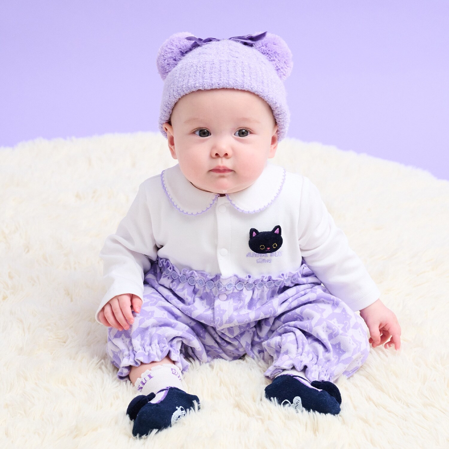 ネコ千鳥柄ジャガード2WAYオール