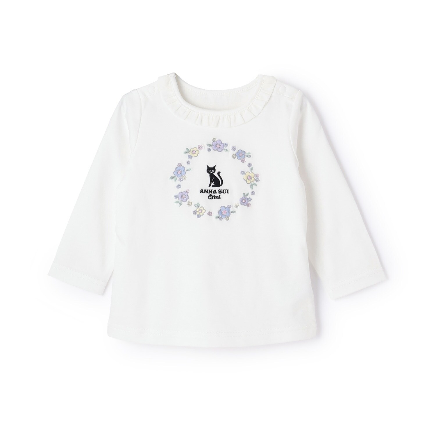 フラワー刺しゅう長袖Tシャツ