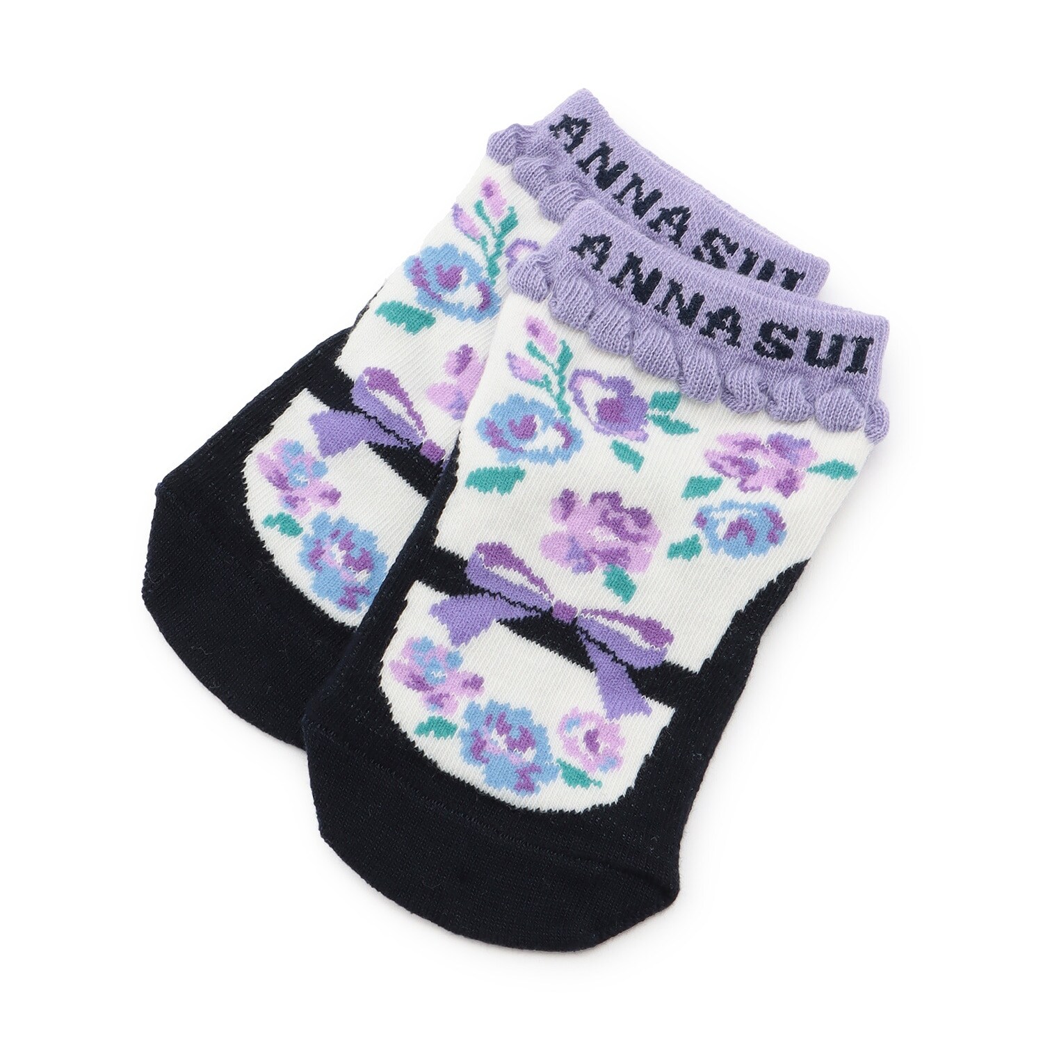 花柄フェイククルーソックス