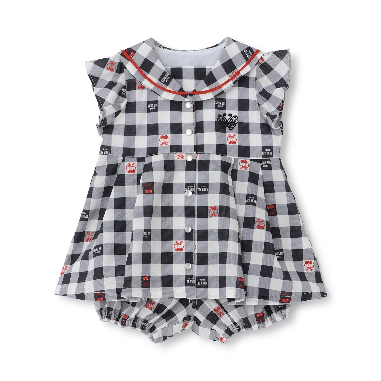 ギンガムセーラーチュニック＋カバーパンツ