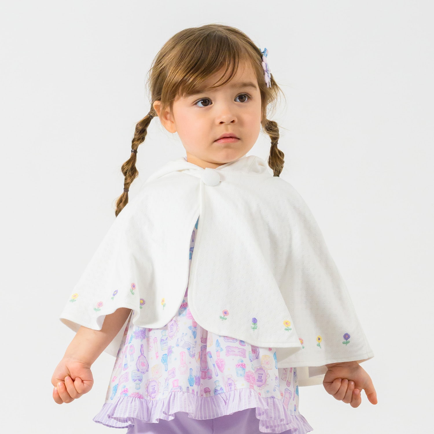 (R)ネコ耳刺繍ケープ【日本製】