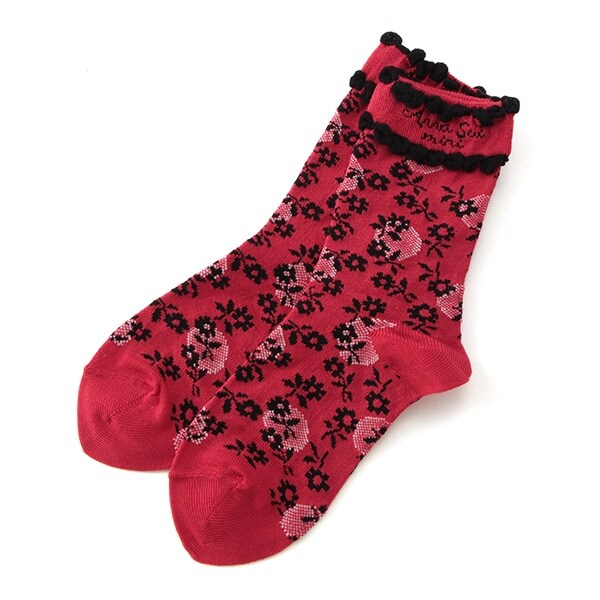 花柄ジャカードクルーソックス