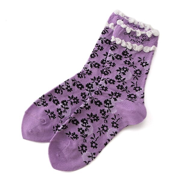 花柄ジャカードクルーソックス