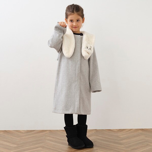 ネコマフラーつきウールコート