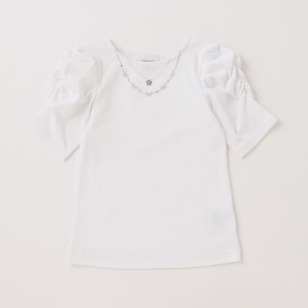 ネックレス刺しゅうテレコ半袖Tシャツ