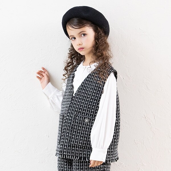 ツイードベスト＋ブラウスセット