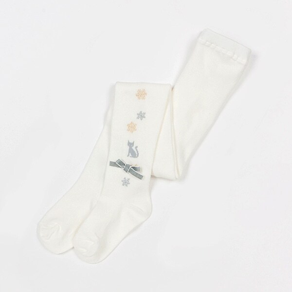 ネコ＆雪の結晶タイツ【日本製】