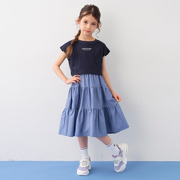 短丈Tシャツ+ジャンスカ